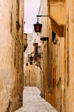 View of Medieval streets of Mdina in Malta's island.の写真素材