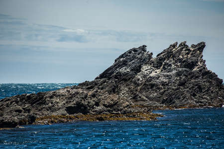 Cap de Creus coast landscape from the sea. Spain.の写真素材