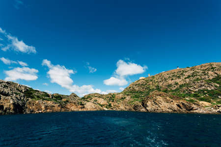 Cap de Creus coast landscape from the sea. Spain.の写真素材