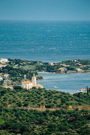 Aerial view from the mountain of Cadaques. Spain.の写真素材