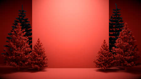 Bright Christmas background with Christmas trees