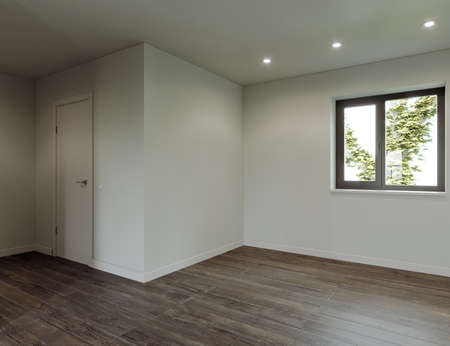 Empty interior. Pastel room without decor and furniture. 3d rendering