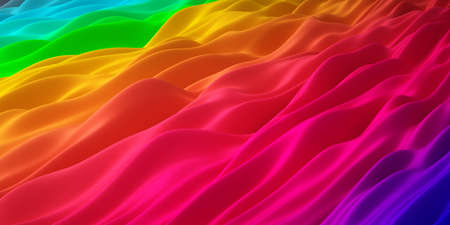 Colorful, bright color background. 3D rendering - waves.
