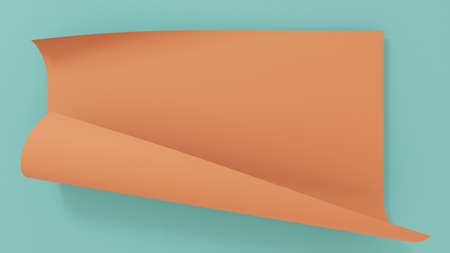 Curved sheet of paper. Rolled up paper banner. Imitation of colored paper. 3d render