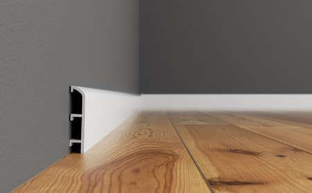 White skirting board in the interior. 3D rendering of a part of the interior.の写真素材