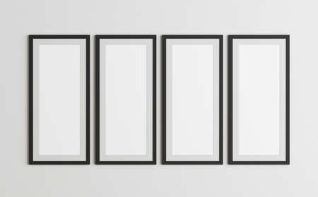 3d render of blank paintings. Insert photo - in an empty frame. Layout of posters on the wall.