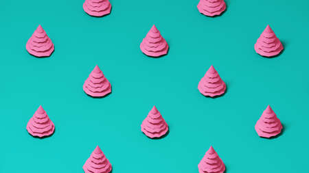 3D Christmas tree. Low polygonal winter. Climate change and weather. 3D rendering of a forest with a Christmas treeの写真素材