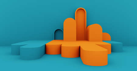 3d rendering background with abstract podium and wall scene background.の写真素材