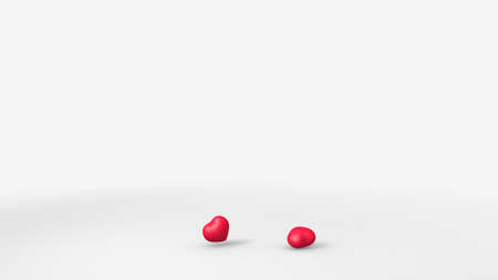 3D rendering of a postcard with red small hearts.