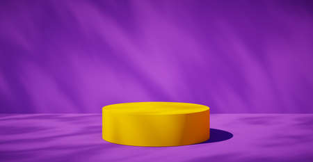 Blank colorful wall background and hard falling shadow. 3D rendering.の写真素材