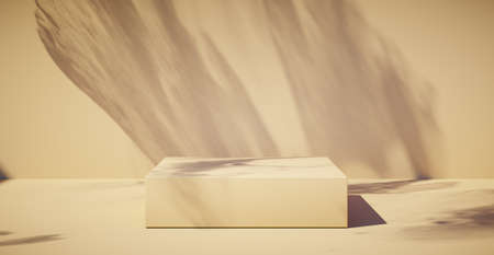 Blank colorful wall background and hard falling shadow. 3D rendering.の写真素材