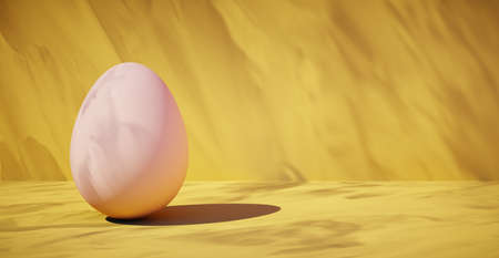 Bright blank background with egg. 3d renderingの写真素材