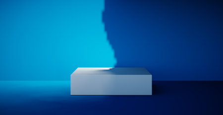 Blank colorful wall background and hard falling shadow. 3D rendering.の写真素材
