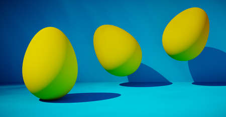 Bright blank background with eggs. Easter holiday. 3d renderingの写真素材