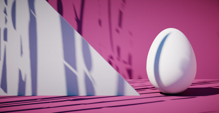 Bright blank background with eggs. Easter holiday. 3d renderingの写真素材