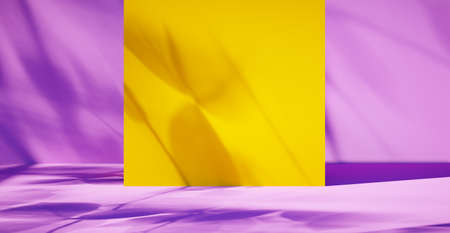 Blank colorful wall background and hard falling shadow. 3D rendering.