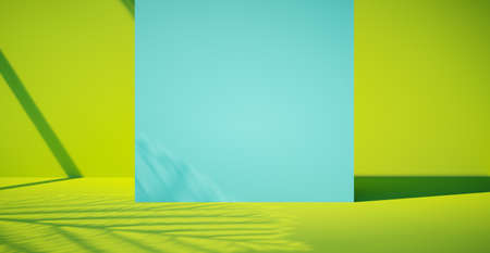 Blank colorful wall background and hard falling shadow. 3D rendering.の写真素材