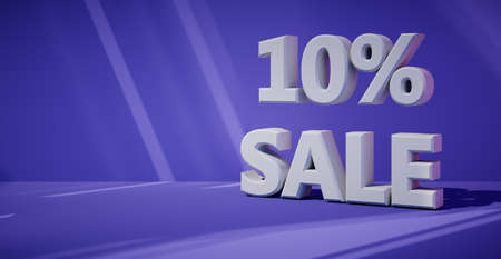 3D rendering of text ten percent sale.の写真素材
