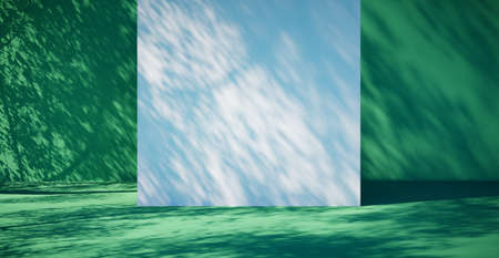 Blank colorful wall background and hard falling shadow. 3D rendering.の写真素材