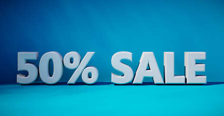 3D rendering of text fifty percent sale.の写真素材
