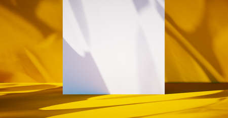 Blank colorful wall background and hard falling shadow. 3D rendering.の写真素材