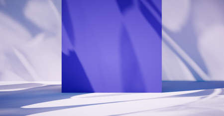 Blank colorful wall background and hard falling shadow. 3D rendering.