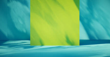 Blank colorful wall background and hard falling shadow. 3D rendering.の写真素材