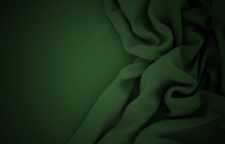 Elegant drapery of delicate green fabric.の写真素材