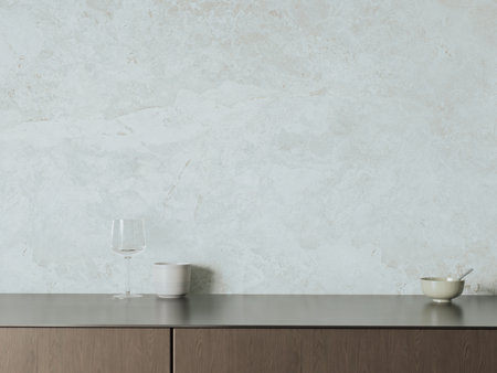 A minimalist kitchen designed with modern elements creates a fresh and inviting atmosphereの写真素材