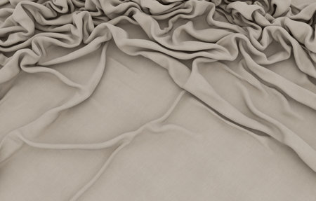 Elegant drapery of delicate beige fabric.の写真素材