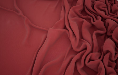 Elegant drapery of delicate burgundy fabric.の写真素材