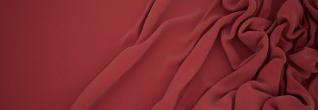 Elegant drapery of delicate burgundy fabric.の写真素材