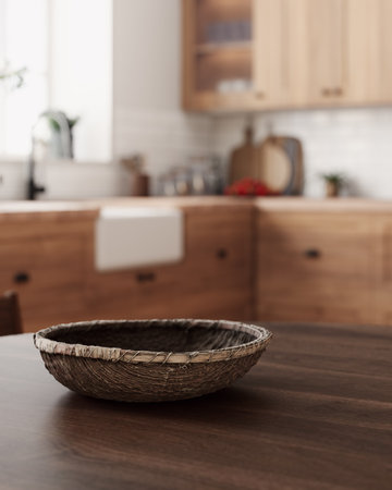 A cozy rustic kitchen corner.の写真素材
