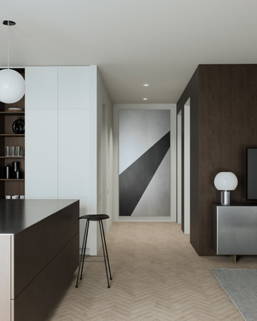 Discover modern minimalist interior design featuring stunning geometric elementsの写真素材