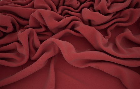 Elegant drapery of delicate burgundy fabric.の写真素材
