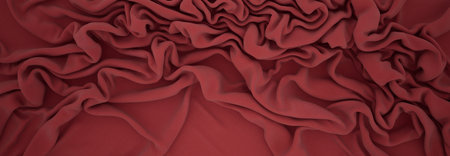 Elegant drapery of delicate burgundy fabric.の写真素材