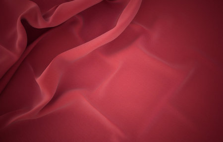 Elegant drapery of delicate burgundy fabric.の写真素材