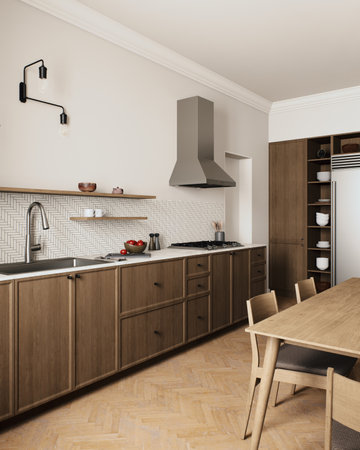 Learn about modern kitchen design with chic and stylish elements for every homeの写真素材