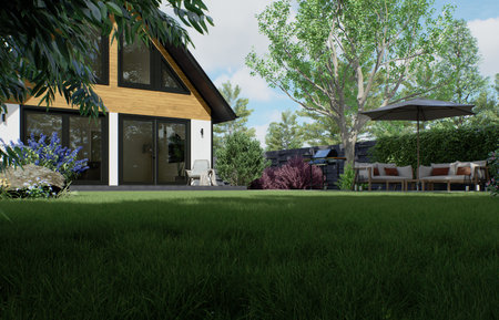 Exterior of a simple house.の写真素材