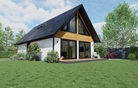 Exterior of a simple house.の写真素材