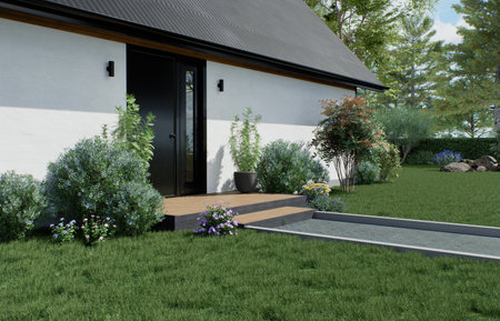 Exterior of a simple house.の写真素材