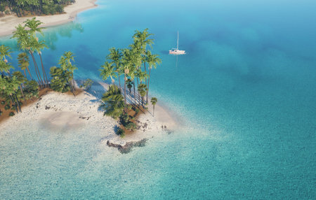 A Serene Tropical Landscape featuring Clear Waters and Lush Vegetation all around it