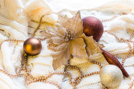 Christmas decorations in winter setupの写真素材