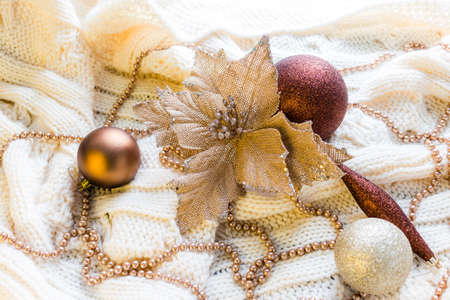 Christmas decorations in winter setupの写真素材