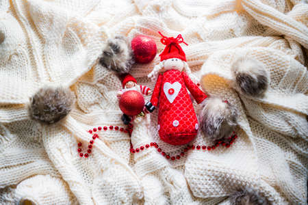 Christmas decorations in winter setupの写真素材