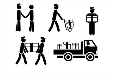 vector icons of movers, courier delivery serviceのイラスト素材