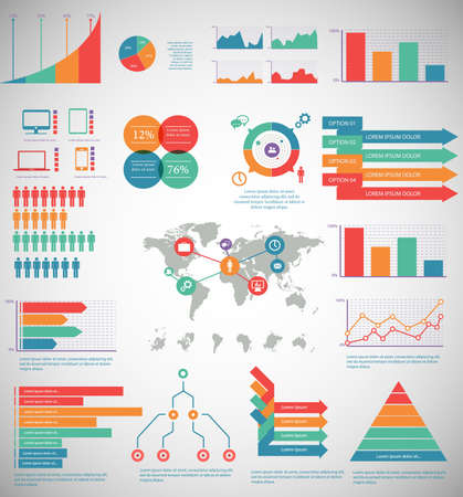 Infographic Elements - process infographics, steps and options, circle diagram, workflow diagrams, timeline infographicsのイラスト素材