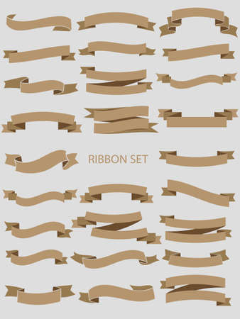 Ribbon vector banners set. Ribbon label glossy, ribbon curled tag, waving ribbonのイラスト素材