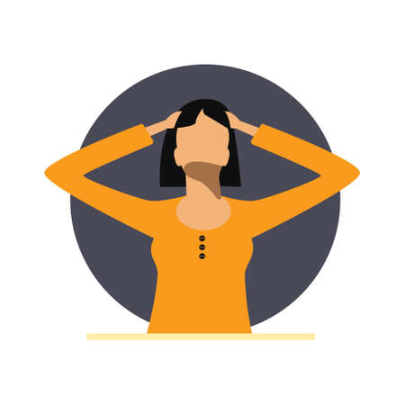 Girl suffers from a headache, vector illustrationのイラスト素材