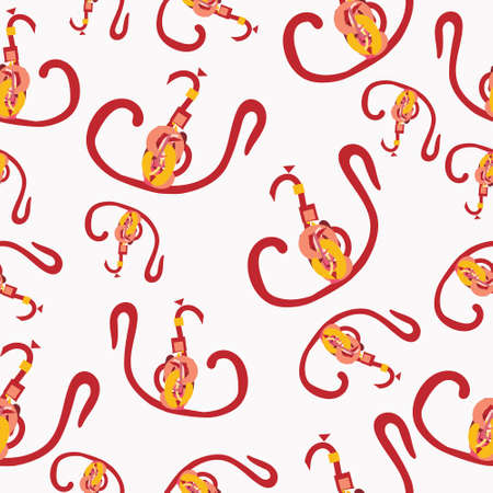 red-yellow seamless abstract pattern on a white background, vector illustration for printのイラスト素材
